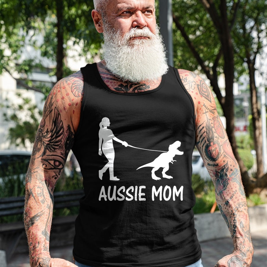 Dog Love Shirt, Dog Lover Gift T-Shirt/Hoodie/Sweatshirt HLT00 - Aussie Mom Australian Shepherd Dog Dinosaur Women Mother T-Shirt