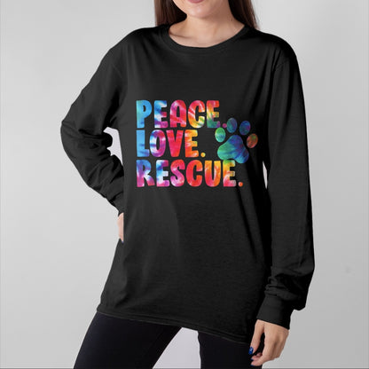 Dog Love Shirt, Dog Lover Gift T-Shirt/Hoodie/Sweatshirt HLT00 - Peace Love Rescue Dog Lover Parent Adopted Tie Dye T-Shirt
