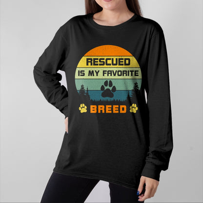 Dog Love Shirt, Dog Lover Gift T-Shirt/Hoodie/Sweatshirt HLT00 - Love Dogs Rescue Rescued Is My Favorite Breed Vintage Paw T-Shirt