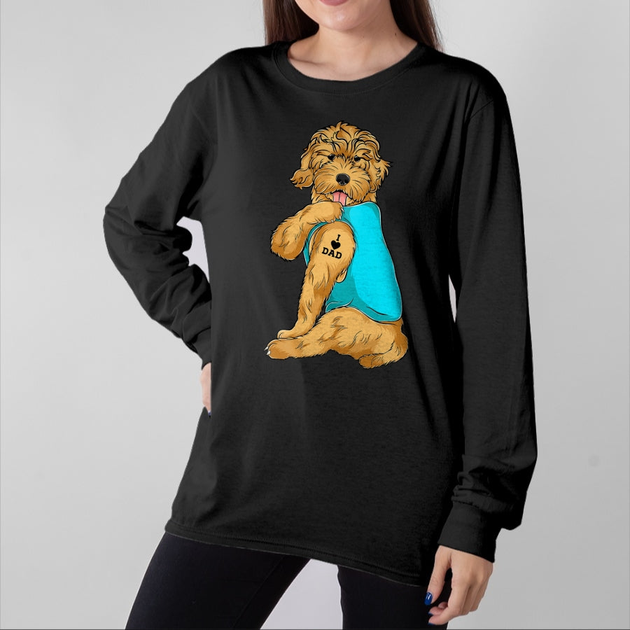 Dog Love Shirt, Dog Lover Gift T-Shirt/Hoodie/Sweatshirt HLT00 - Golden Doodle I Love Dad Tattoo Apparel, Dog Dad Gifts Dads T-Shirt