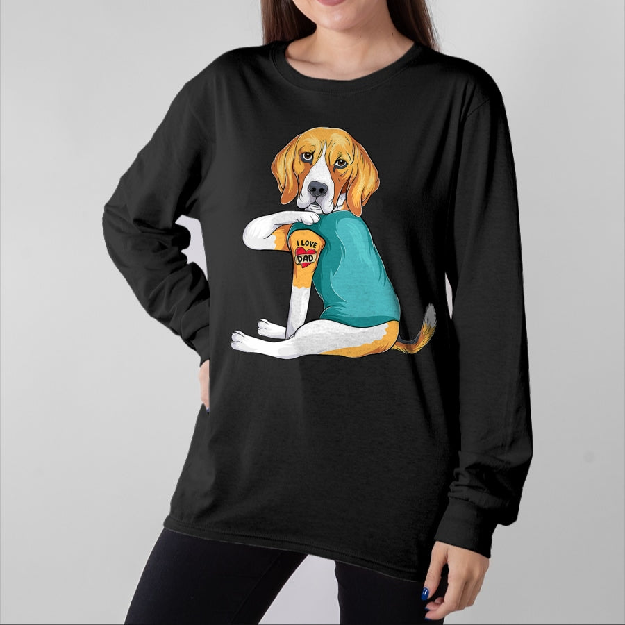 Dog Love Shirt, Dog Lover Gift T-Shirt/Hoodie/Sweatshirt HLT00 - Father_s Day gift funny dog Dad Beagle i love Dad tattoo T-Shirt