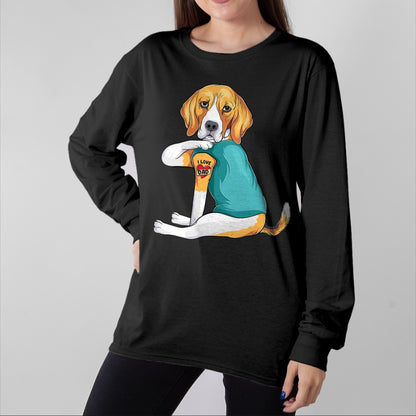 Dog Love Shirt, Dog Lover Gift T-Shirt/Hoodie/Sweatshirt HLT00 - Father_s Day gift funny dog Dad Beagle i love Dad tattoo T-Shirt