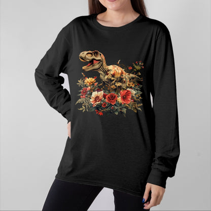 Best Dinosaur Lover Shirt, Funny Dinosaur UnisexT-Shirt/Hoodie/Sweatshirt HLT00 - Dinosaur Dino Trex Floral Flower Graphic T-Shirt