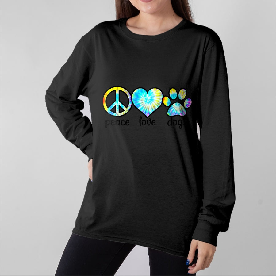 Dog Love Shirt, Dog Lover Gift T-Shirt/Hoodie/Sweatshirt HLT00 - Dog Love Shirt Dog Mom Dog Dads Gift Peace Love Dogs Tie Dye T-Shirt