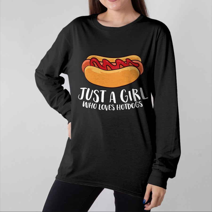 Dog Love Shirt, Dog Lover Gift T-Shirt/Hoodie/Sweatshirt HLT00 - Just a Girl Who Loves Hotdogs T-Shirt
