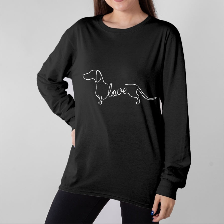 Dog Love Shirt, Dog Lover Gift T-Shirt/Hoodie/Sweatshirt HLT00 - Dachshund Chiweenie Wiener Dog Love Sketch Art Dog T-Shirt