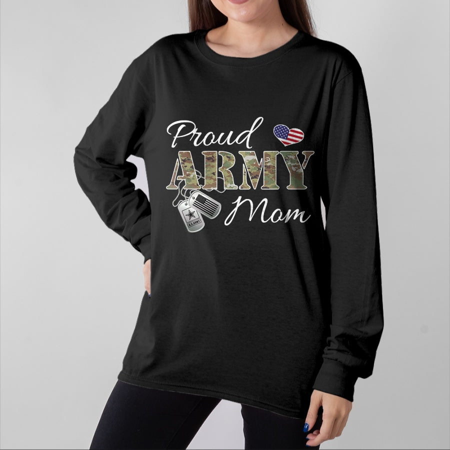 Dog Love Shirt, Dog Lover Gift T-Shirt/Hoodie/Sweatshirt HLT00 - Pride Military Mom with Dog Tag US Flag T-Shirt
