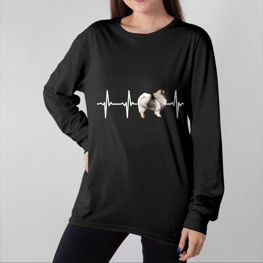 Dog Love Shirt, Dog Lover Gift T-Shirt/Hoodie/Sweatshirt HLT00 - Keeshond Heartbeat Love My Dog Long Sleeve T-Shirt