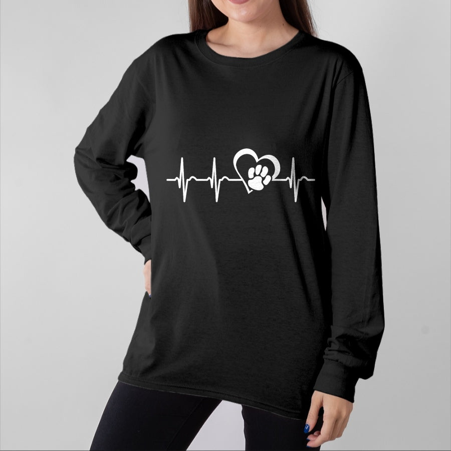 Dog Love Shirt, Dog Lover Gift T-Shirt/Hoodie/Sweatshirt HLT00 - Heartbeat dog paw heart dog love T-Shirt