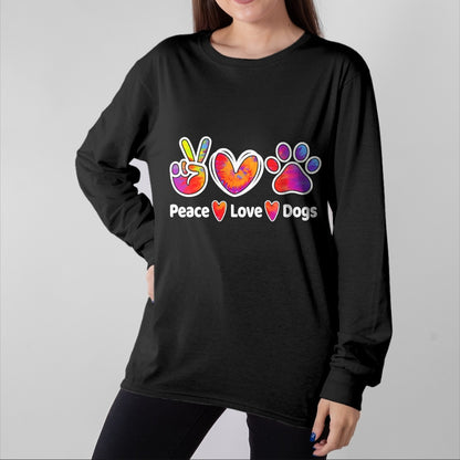 Dog Love Shirt, Dog Lover Gift T-Shirt/Hoodie/Sweatshirt HLT00 - Dog Lover Peace Love Dogs Funny Cute Puppy Paw Tie Dye T-Shirt