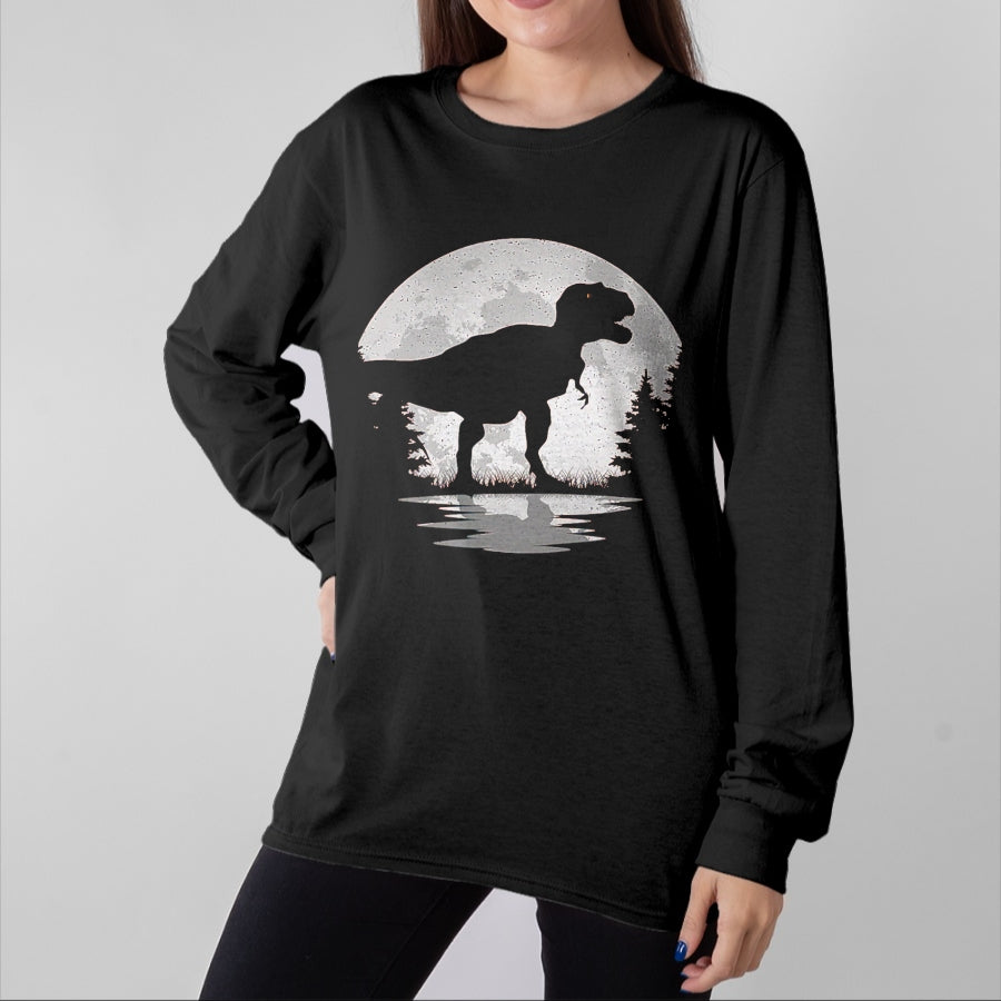 Best Dinosaur Lover Shirt, Funny Dinosaur UnisexT-Shirt/Hoodie/Sweatshirt HLT00 - Dinosaur Moon Vintage T-Rex Dino Lover Men Women Kids T-Shirt, Men, Black, 3X-Large
