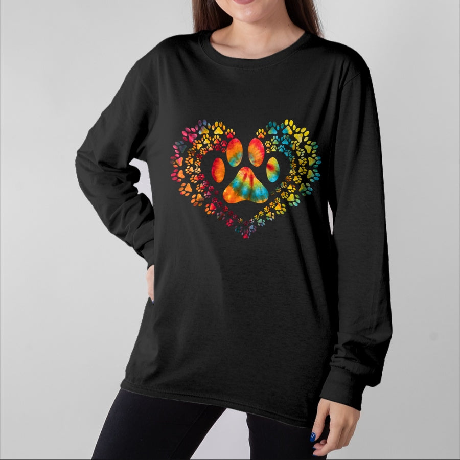 Dog Love Shirt, Dog Lover Gift T-Shirt/Hoodie/Sweatshirt HLT00 - Tie Dye Love Dog Paw Print Heart Animal Lover T-Shirt