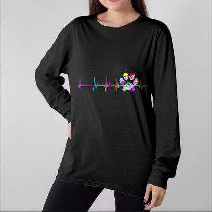 Dog Love Shirt, Dog Lover Gift T-Shirt/Hoodie/Sweatshirt HLT00 - Womens Dog Paw Print Heartbeat Shirt Women Girls Mom Love Dogs V-Neck T-Shirt