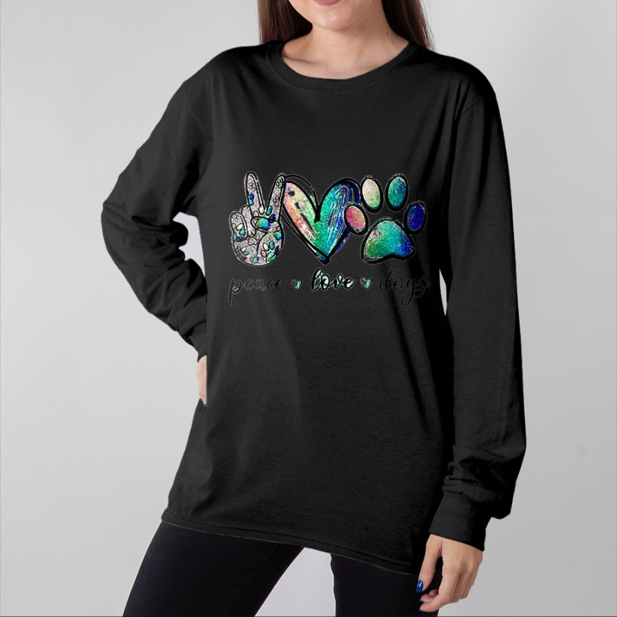 Dog Love Shirt, Dog Lover Gift T-Shirt/Hoodie/Sweatshirt HLT00 - Womens Peace love dogs V-Neck T-Shirt