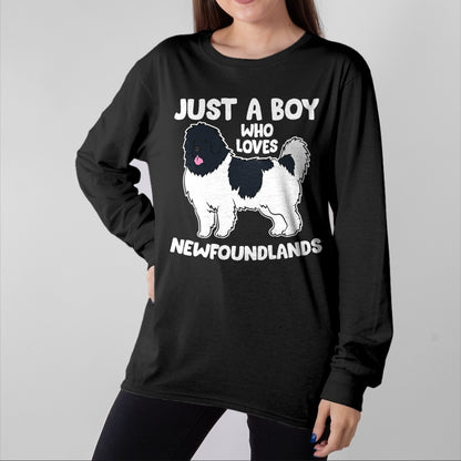 Dog Love Shirt, Dog Lover Gift T-Shirt/Hoodie/Sweatshirt HLT00 - Just a Boy Who Loves Newfoundland Dogs T-Shirt