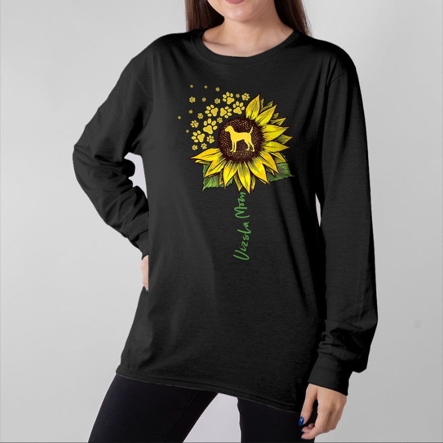 Dog Love Shirt, Dog Lover Gift T-Shirt/Hoodie/Sweatshirt HLT00 - Vizsla Mom Sunflower Vizsla Gifts Dog Mom Mama T-Shirt