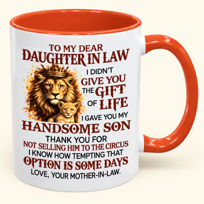 "DEAR DAUGHTER IN LAW" - Gift Accent Coffee Mug From Mother In Law - TOBY00 (SKU2610-892)