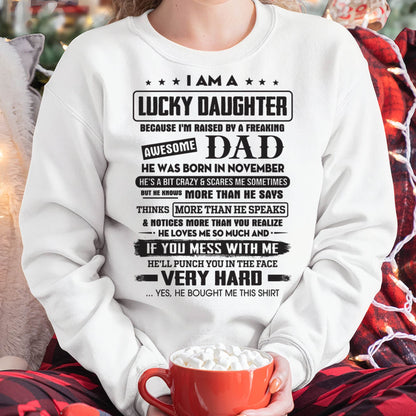 November - Lucky Daughter of Awesome Dad - Perfect Gift For Daughter From Dad - TOBY11 (SKU08-47-11)