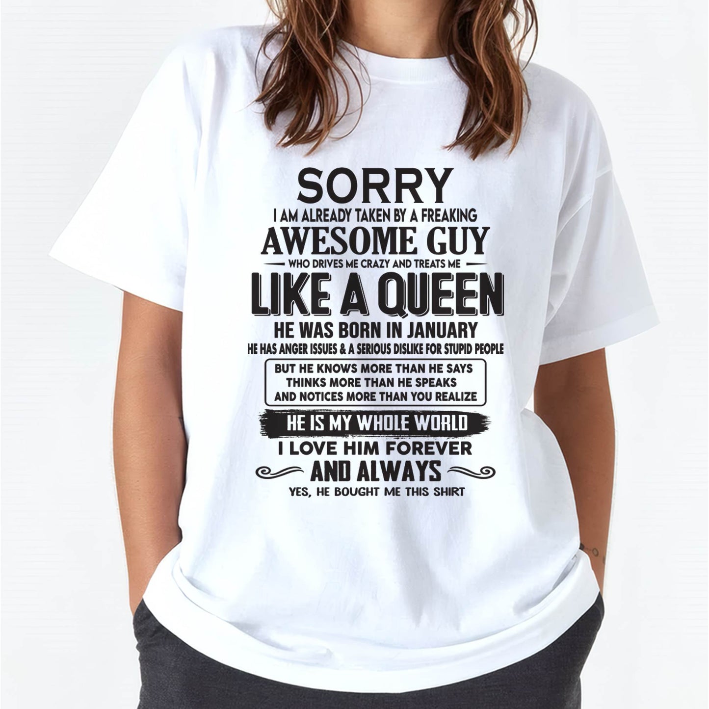 January - Sorry I am already taken by a freaking awesome guy - Gift for Wife From Husband - TOBY01 (SKU08-25-01)