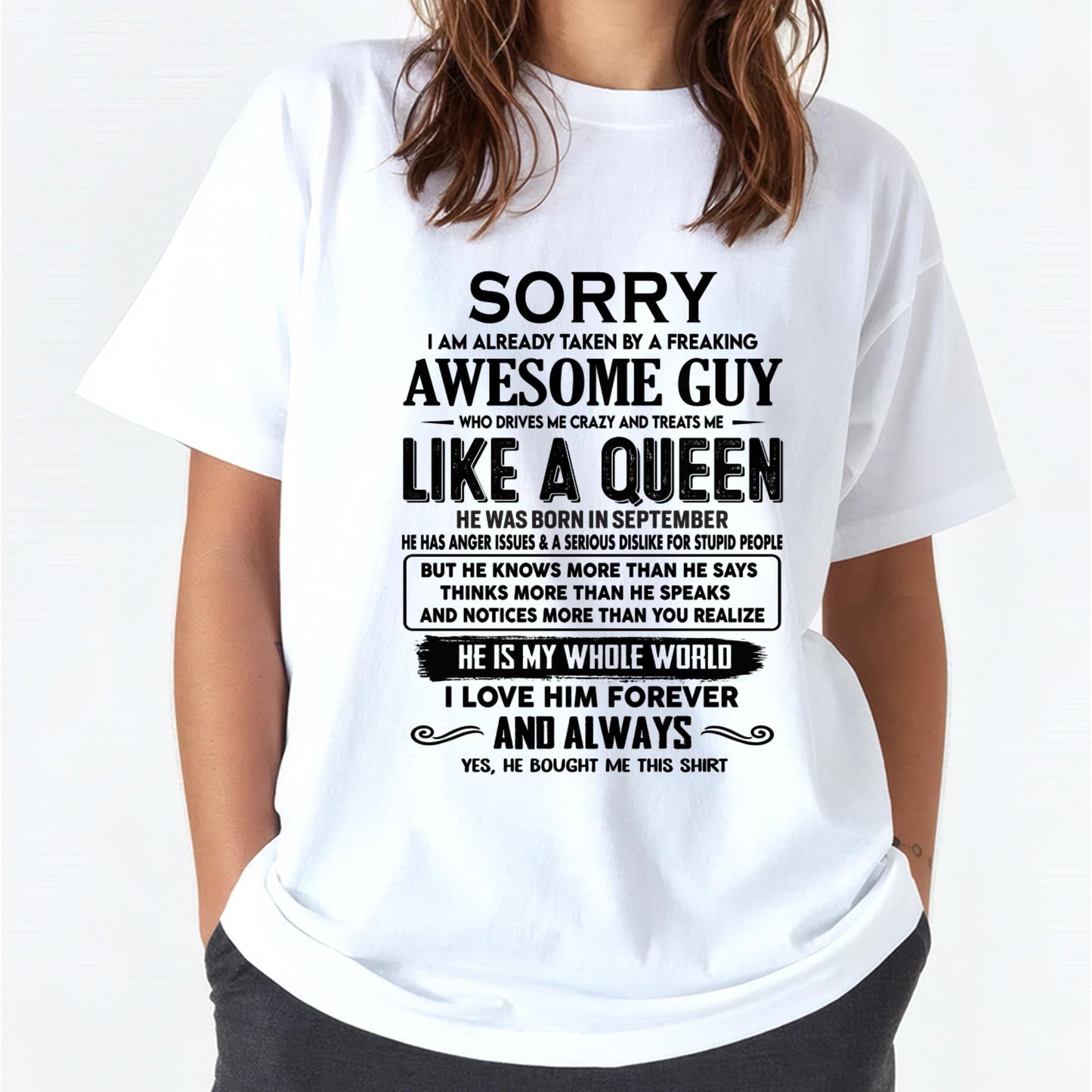 September - Sorry I am already taken by a freaking awesome guy - Gift for Wife From Husband - TOBY09 (SKU-SRG-09)