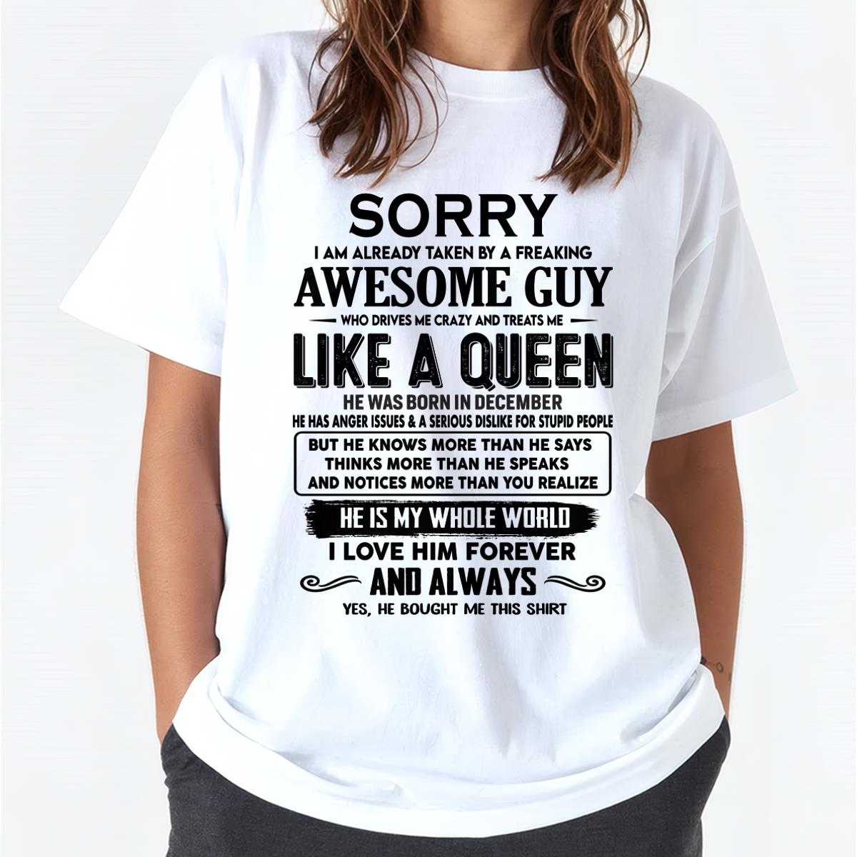 December - Sorry I am already taken by a freaking awesome guy - Gift for Wife From Husband - TOBY12 (SKU-SRG-12)