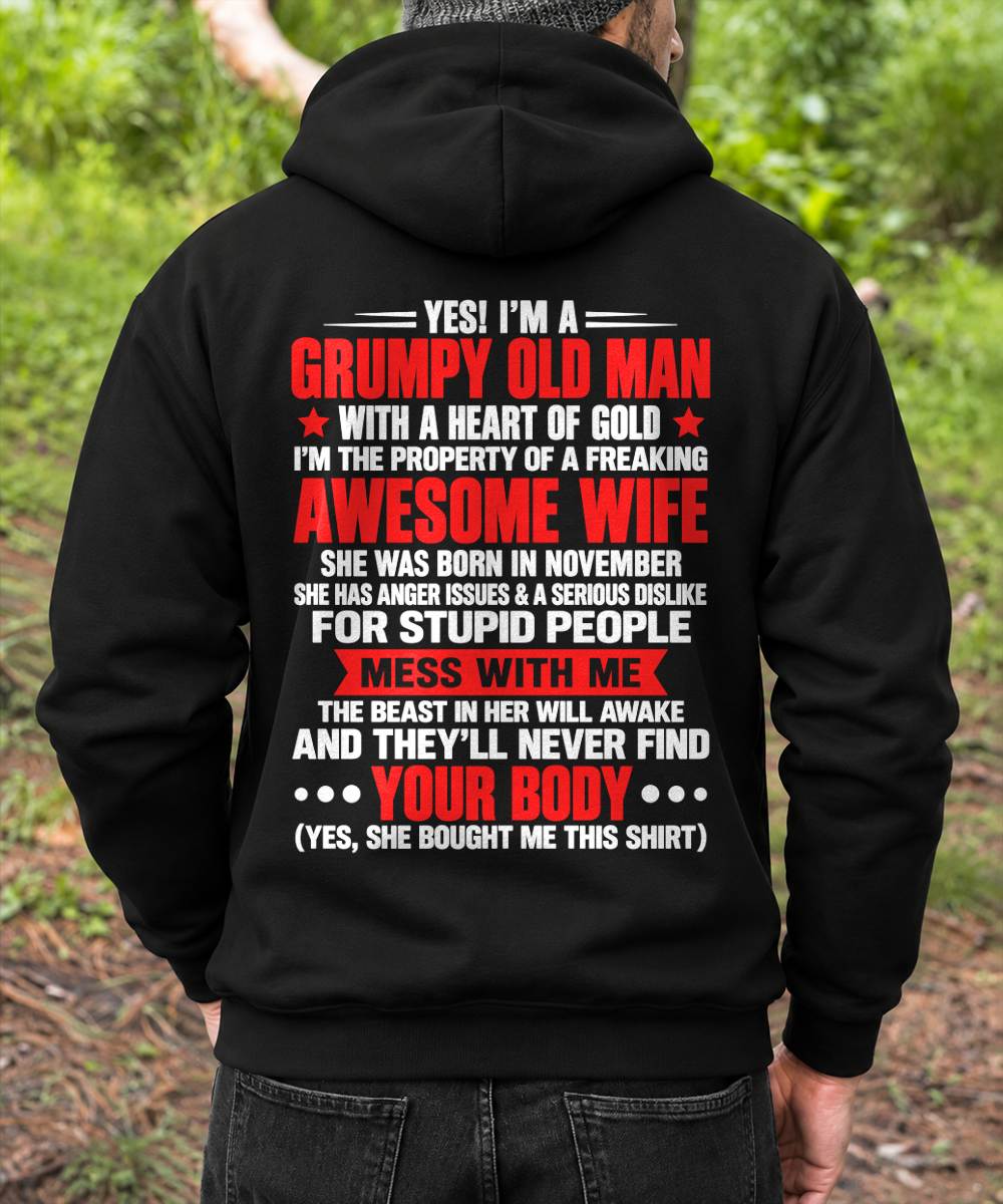 NOVEMBER, YES I'M A GRUMPY MAN - GIFT FROM WIFE TO HUSBAND - TOBY11 (SKU2609-287-11)