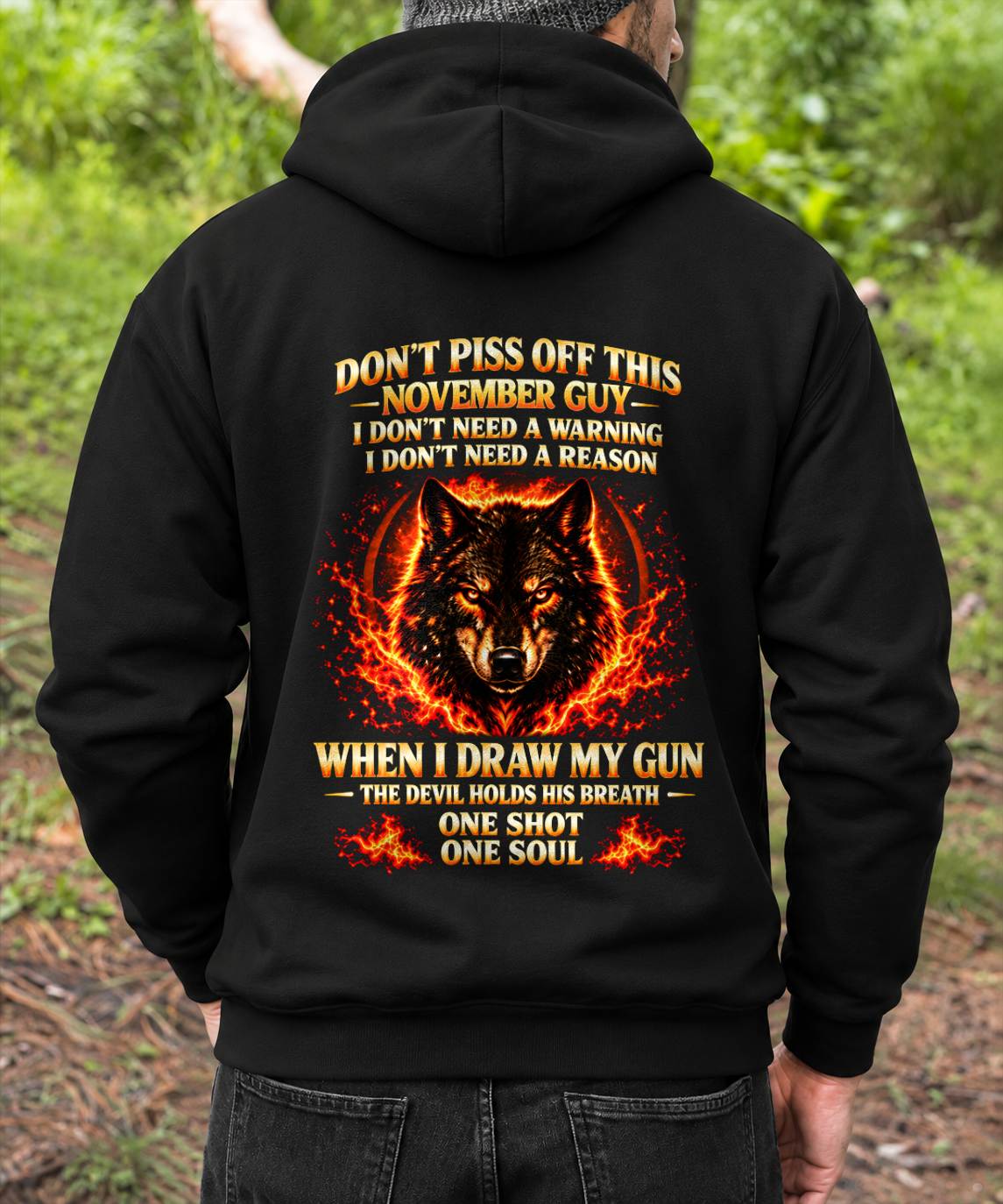 ANIMAL SPIRIT WOLF SHIRT,  NOVEMBER MAN DON'T PISS OF THIS - TOBY11 (SKU2608-114-11)