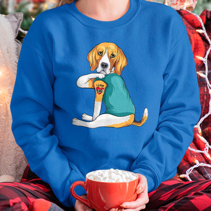 Dog Love Shirt, Dog Lover Gift T-Shirt/Hoodie/Sweatshirt HLT00 - Father_s Day gift funny dog Dad Beagle i love Dad tattoo T-Shirt