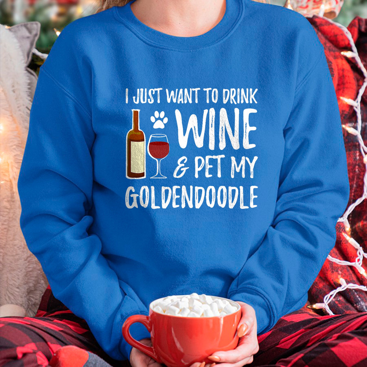 Dog Love Shirt, Dog Lover Gift T-Shirt/Hoodie/Sweatshirt HLT00 - Wine and Goldendoodle T-Shirt for Goldendoodle Dog Mom T-Shirt