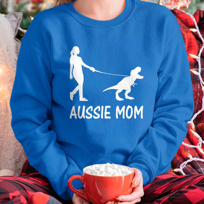Dog Love Shirt, Dog Lover Gift T-Shirt/Hoodie/Sweatshirt HLT00 - Aussie Mom Australian Shepherd Dog Dinosaur Women Mother T-Shirt