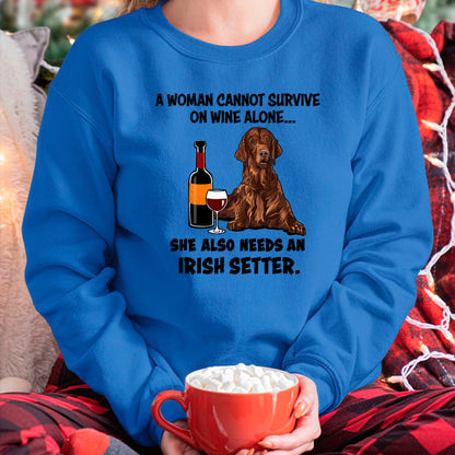 Dog Love Shirt, Dog Lover Gift T-Shirt/Hoodie/Sweatshirt HLT00 - Funny Irish Setter & Wine Lover Dog Mom Surprise T-Shirt