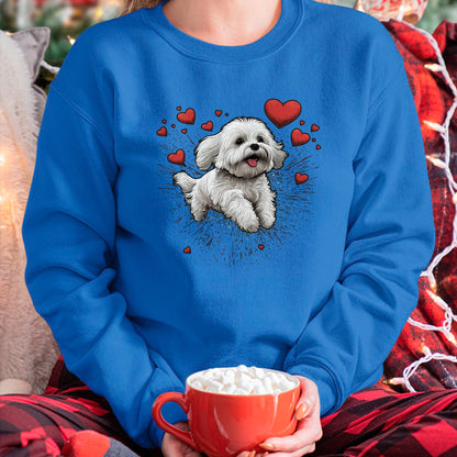 Dog Love Shirt, Dog Lover Gift T-Shirt/Hoodie/Sweatshirt HLT00 - Maltese dog Love Heart for Valentines Day Maltese dog Lover T-Shirt