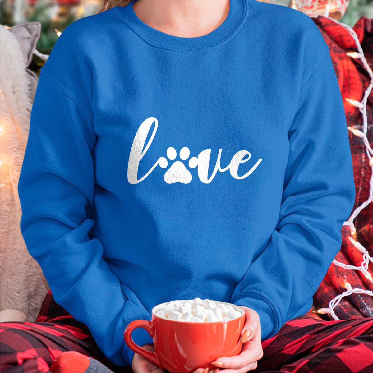 Dog Love Shirt, Dog Lover Gift T-Shirt/Hoodie/Sweatshirt HLT00 - Paw Print Love Heart Funny Cool Dog Cat Mom Pet Animal Lover T-Shirt (1)