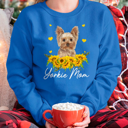 Dog Love Shirt, Dog Lover Gift T-Shirt/Hoodie/Sweatshirt HLT00 - Womens Sunflower Yorkie Mom Dog Lover T-Shirt