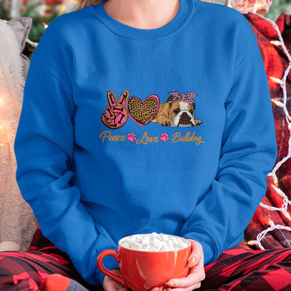 Dog Love Shirt, Dog Lover Gift T-Shirt/Hoodie/Sweatshirt HLT00 - Peace Love English Bulldog Funny Puppy Dog Mom Mother_s Day T-Shirt