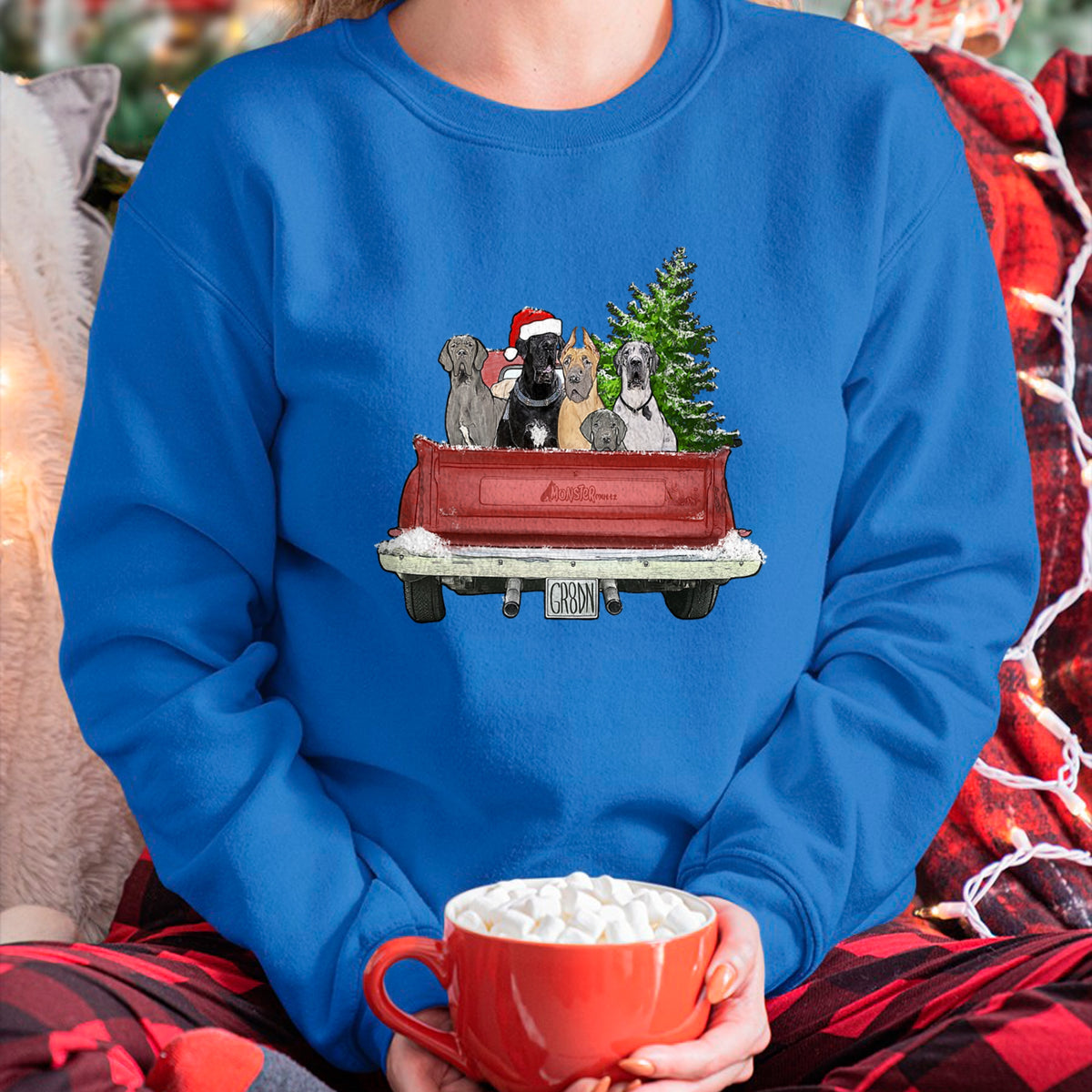 Dog Love Shirt, Dog Lover Gift T-Shirt/Hoodie/Sweatshirt HLT00 - Cute Great Dane Christmas Top, Dog Mom Owner Vintage Truck T-Shirt
