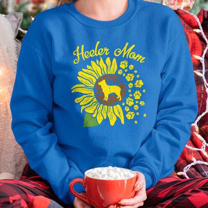 Dog Love Shirt, Dog Lover Gift T-Shirt/Hoodie/Sweatshirt HLT00 - Heeler Mom Sunflower Paw Blue Red Australian Cattle Dog Gift T-Shirt