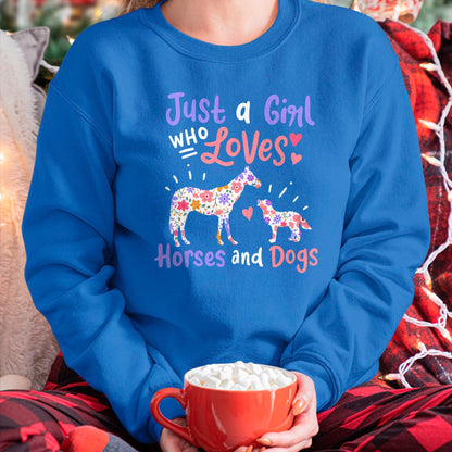 Dog Love Shirt, Dog Lover Gift T-Shirt/Hoodie/Sweatshirt HLT00 - Horse Dog Just A Girl Who Loves Horses And Dogs Gift T-Shirt