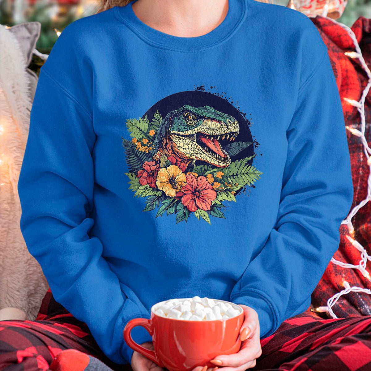 Best Dinosaur Lover Shirt, Funny Dinosaur UnisexT-Shirt/Hoodie/Sweatshirt HLT00 - Dinosaur With Floral Background Artwork T-Shirt