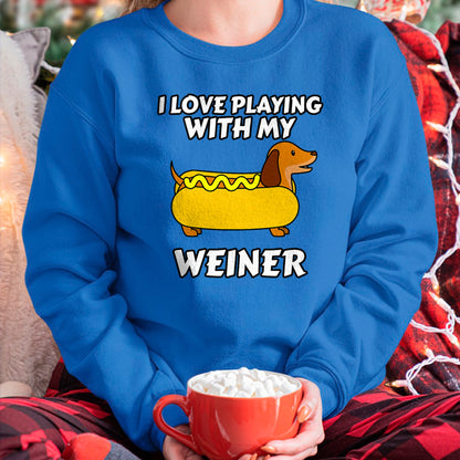 Dog Love Shirt, Dog Lover Gift T-Shirt/Hoodie/Sweatshirt HLT00 - I Love Playing With My Wiener Dachshund Dog Weenie T-Shirt