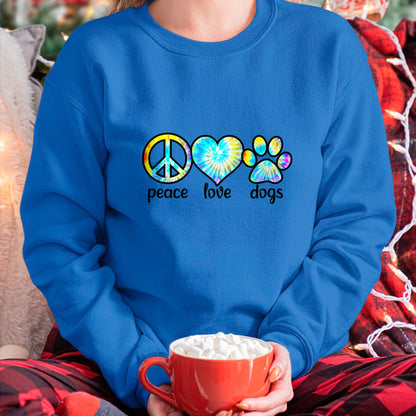 Dog Love Shirt, Dog Lover Gift T-Shirt/Hoodie/Sweatshirt HLT00 - Dog Love Shirt Dog Mom Dog Dads Gift Peace Love Dogs Tie Dye T-Shirt