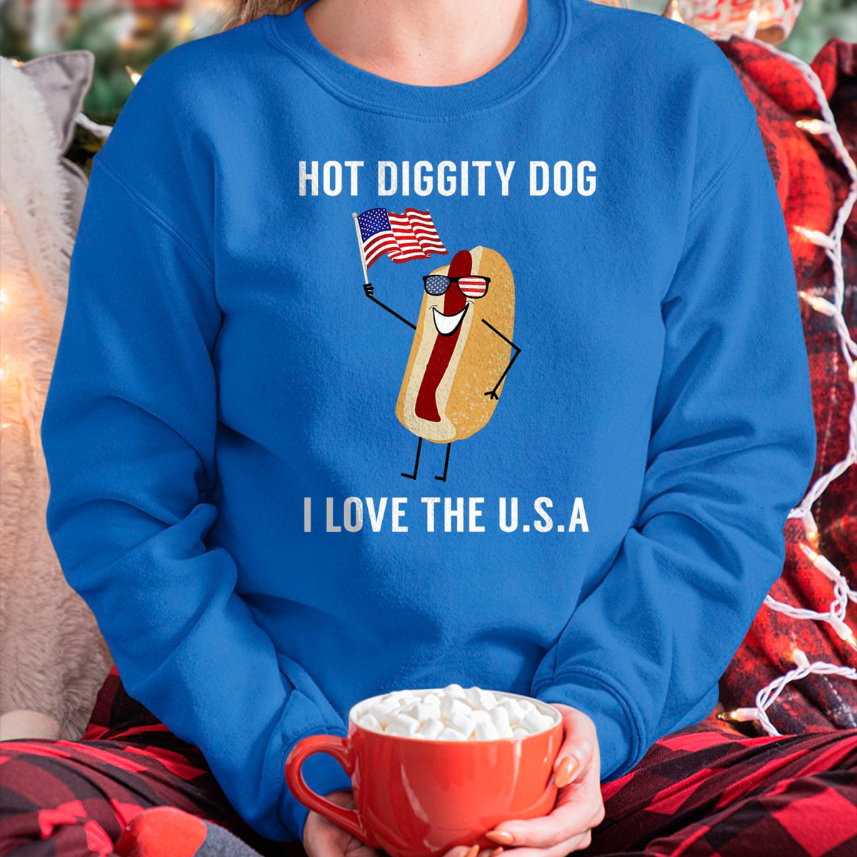 Dog Love Shirt, Dog Lover Gift T-Shirt/Hoodie/Sweatshirt HLT00 - Hot Diggity Dog I Love USA - Funny Fourth of July T-Shirt (1)