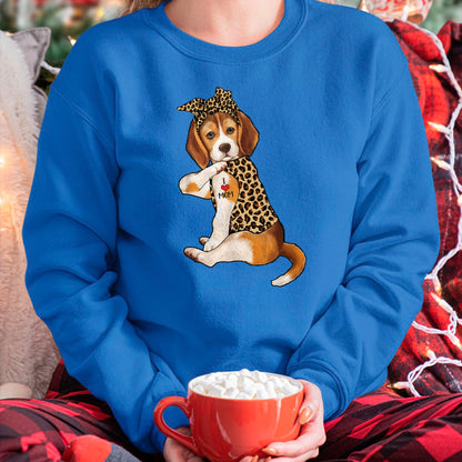 Dog Love Shirt, Dog Lover Gift T-Shirt/Hoodie/Sweatshirt HLT00 - Beagle Dog Lover Tee I Love Mom Tattoo Leopard Mothers Day T-Shirt