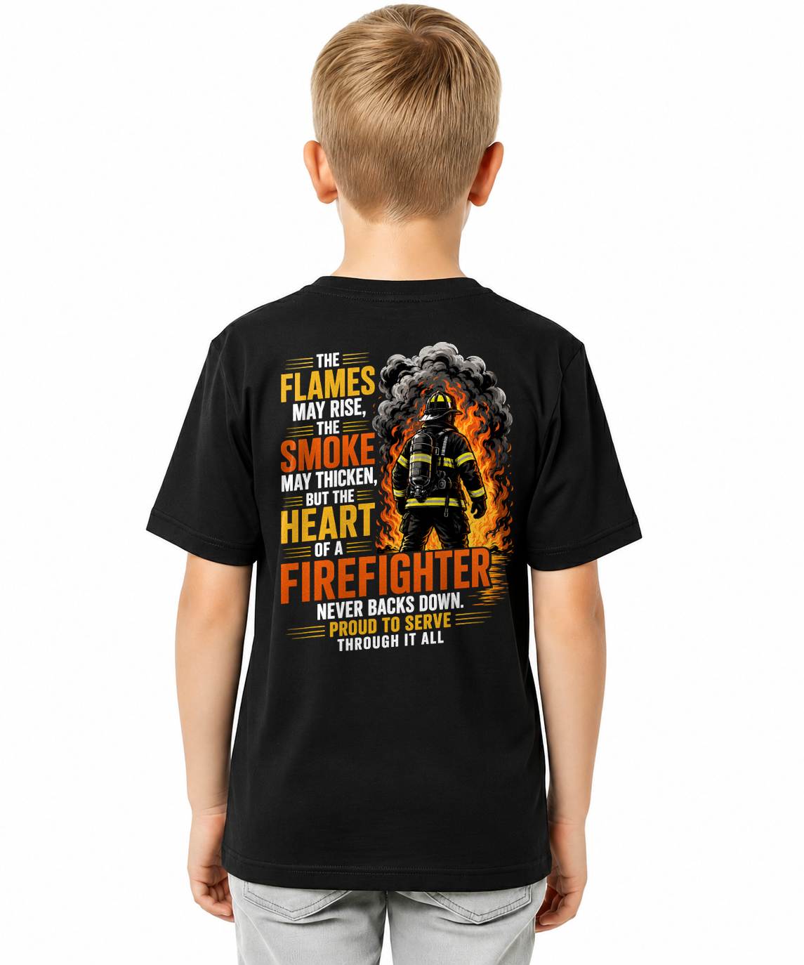 HEART OF A FIREFIGHTER NEVER BACKS DOWN- T-SHIRTS FOR MEN - TOBY00 (SKU2608-533)