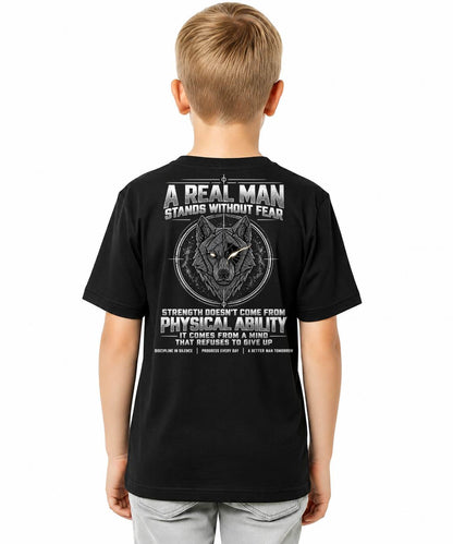 ANIMAL SPIRIT WOLF SHIRT - A REAL MAN STANDS WITHOUT FEAR - TOBY00 (SKU2609-91)