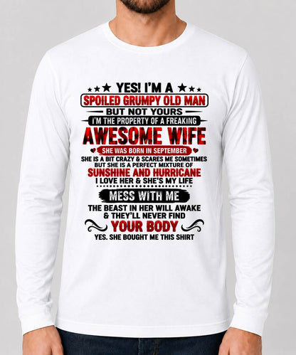 September, I'm A Spoiled Grumpy Old Man - Gift for Husband From Wife - TOBY09 (SKU2609-176-09)