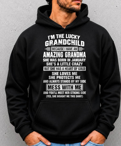 January, I'm The Lucky Grandchild Because I Have An Amazing Grandma - Gift For Grandchild From Grandma - TOBY01 (SKU2609-194-01)