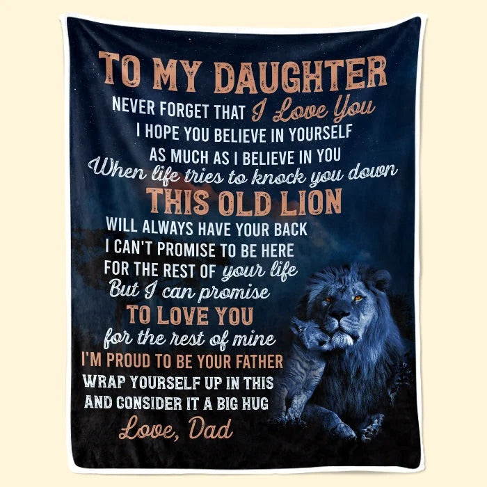 Old Lion Love Daughter Blanket - Toby00