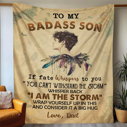 To My Badass Son – Cozy Hug Blanket By Dad - Toby00