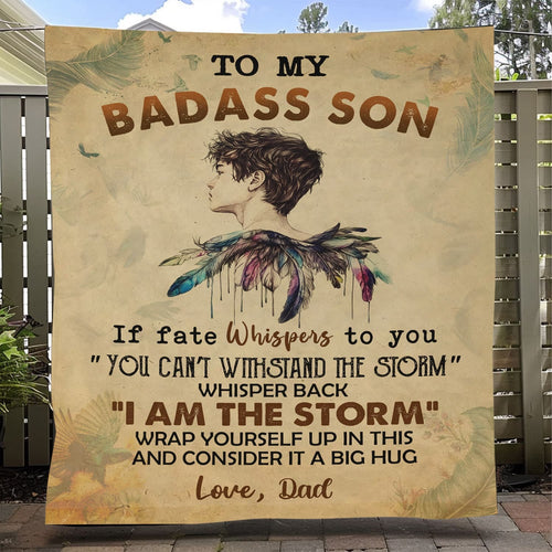 To My Badass Son – Cozy Hug Blanket By Dad - Toby00
